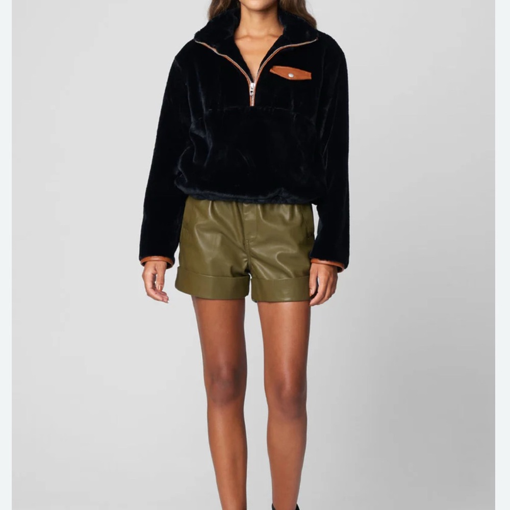 Black Faux Fur Pullover - Top Secret BlankNYC Half Zip Cozy Teddy - Size L